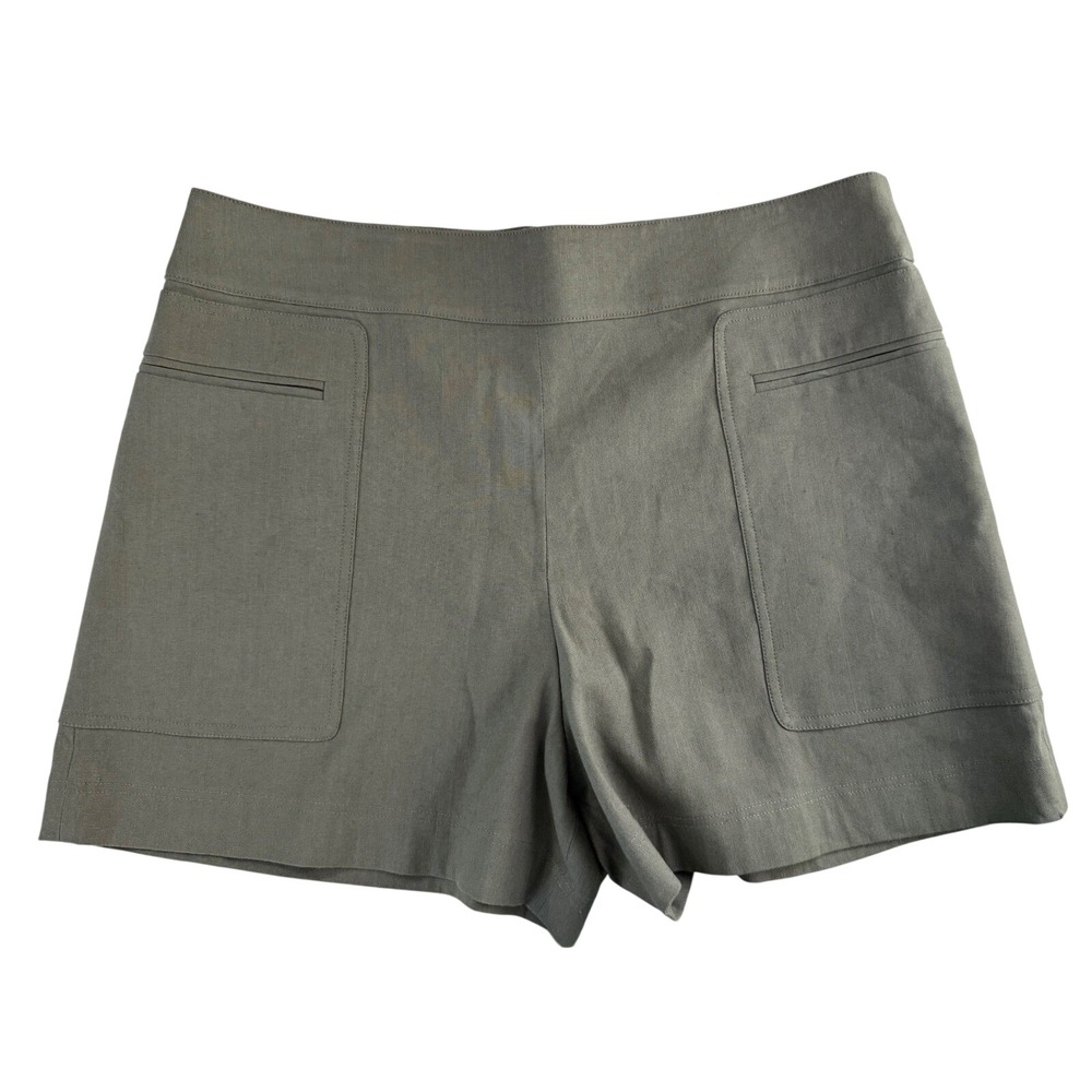Theory Caliver 2 Mini Utility Shorts Fern Green Linen Blend Quiet Luxury NWT 8